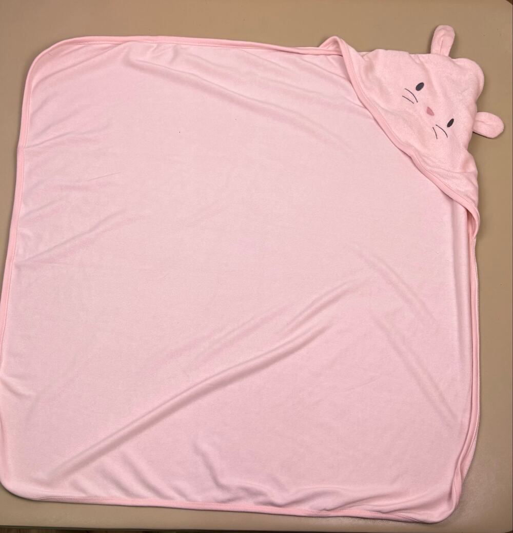 Carter’s Baby Pink Bunny Hooded Towel One Size 30x30 NWOT Small Mark